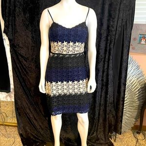 Bebe new dress. Navy,black and cream.